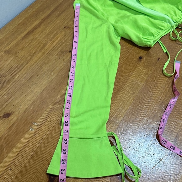 Meshki Neon Green Tie-Front Blouse - Picture 6 of 6